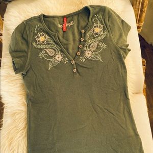 Alp N Rock Ribbed Cotton Embroidered Tee Size S